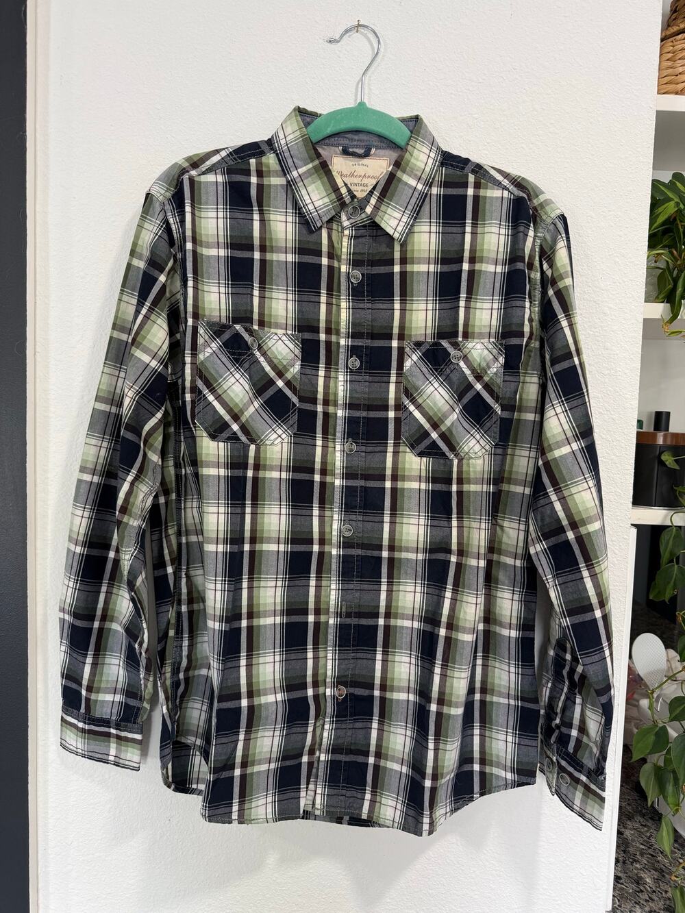 Weatherproof Vintage Men's Plaid Button Down Shirt M